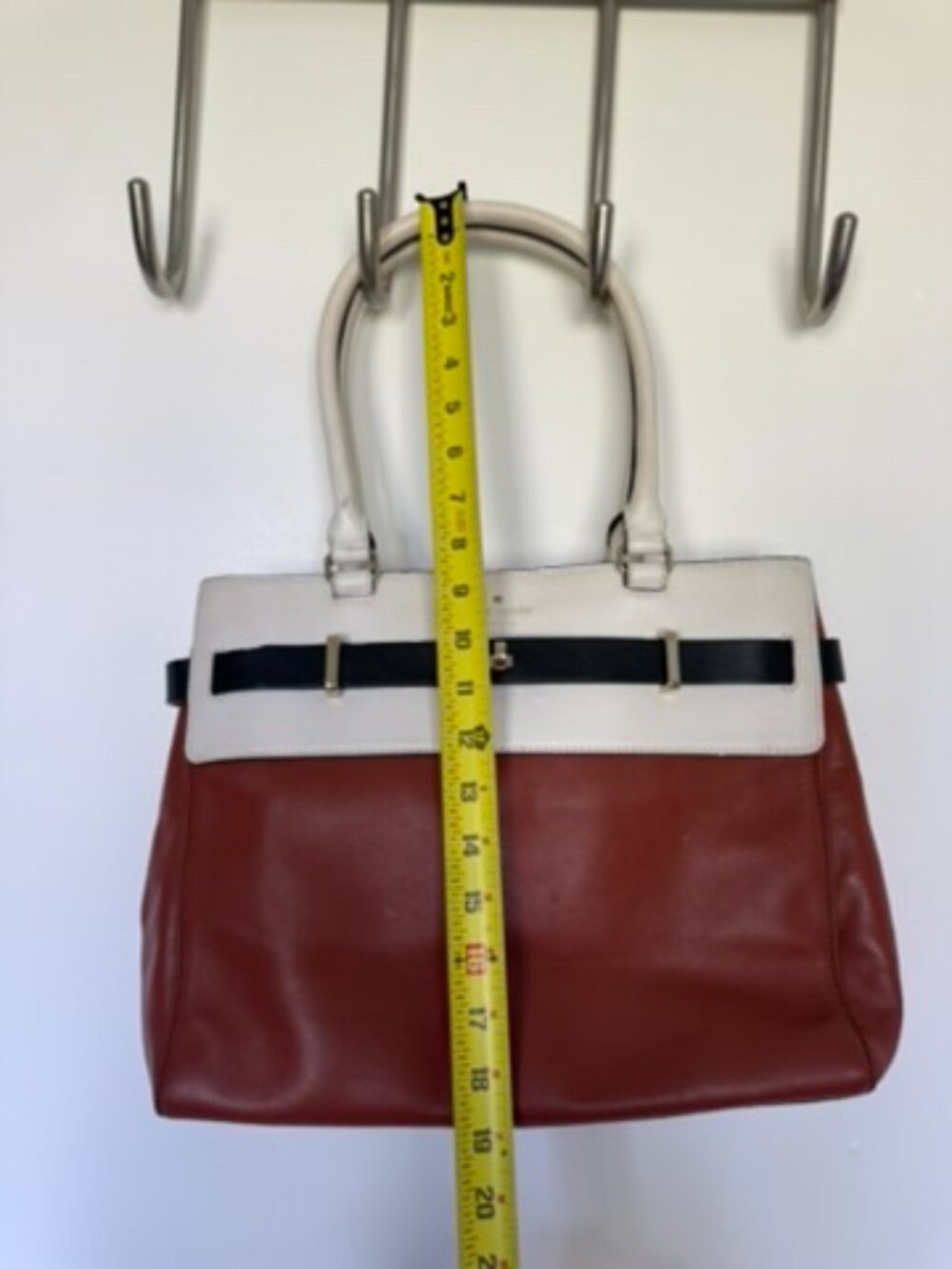 Kate Spade Brown Black White Colorblock Leather Satchel | Rare Style - Picture 6 of 6